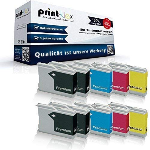 10x Print-Klex Tintenpatronen kompatibel für Brother DCP 540CJ DCP 540CN DCP 550CJ DCP 560CN DCP 660CN DCP 680CN DCP 750CW DCP 770CW Fax 1355 Fax 1360 Fax 1460-4X Black, 2X Cyan, 2X Magenta, 2X Yellow von Print-Klex GmbH & Co.KG