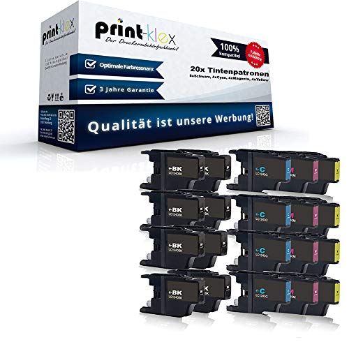 20x Print-Klex Patronen kompatibel für Brother DCP-J525W DCP-J725DW DCP-J925DW LC1240 LC-1240 Print Klex Black Cyan Magenta Yellow Sparset von Print-Klex GmbH & Co.KG