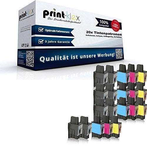 20x Print-Klex Tintenpatronen kompatibel für Brother LC900 DCP105C DCP110 DCP110C DCP115C DCP116C DCP117C DCP120C DCP310 DCP310C DCP310CN - Sparpack - Eco Office Serie - 2x Black 1x Cyan 1x Magenta 1x von Print-Klex GmbH & Co.KG