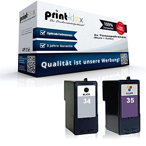 2X Print-Klex Qualitäts Tintenpatronen kompatibel für Lexmark X 5075 X 5200 Series X 5210 X 5250 X 5260 X 5270 X 5410 X 5430 X 5435 X 5450 18C0034E + 18C0035E Black + Color - Office Serie von Print-Klex GmbH & Co.KG