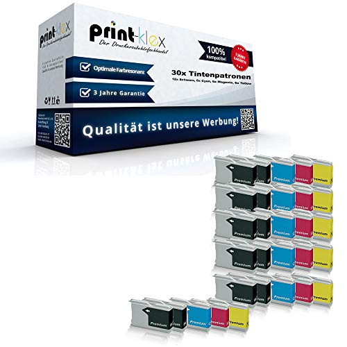 30x Print-Klex Tintenpatronen kompatibel für Brother LC970 LC1000 MFC 235C MFC 240C MFC 260C MFC 465CN MFC 660CN MFC 665CW MFC 680CN MFC 685CW MFC 845CW - Sparpack - Büro Office Serie von Print-Klex GmbH & Co.KG