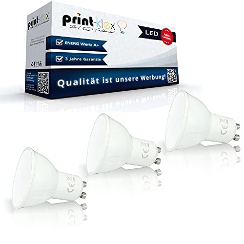 Print-Klex GmbH & Co.KG 3x LED Leuchtmittel GU10 6W 4000K Neutralweiß Glühbirne Spotlight Lampe nicht Dimmbar von Print-Klex GmbH & Co.KG