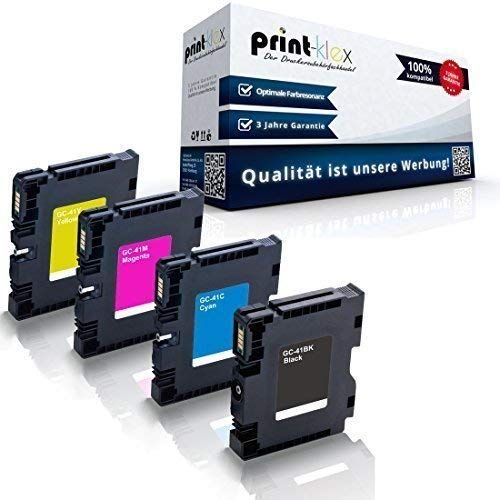 4X Print-Klex Druckerpatronen kompatibel für Ricoh Aficio SG 2100 SG 2100 N SG 3100 SNW SG 3110 DN SG 3110 dnw Black Cyan Magenta Yellow - GC-41K GC-41C GC-41M GC-41Y GC41K GC41C GC41M GC41Y - Office von Print-Klex GmbH & Co.KG