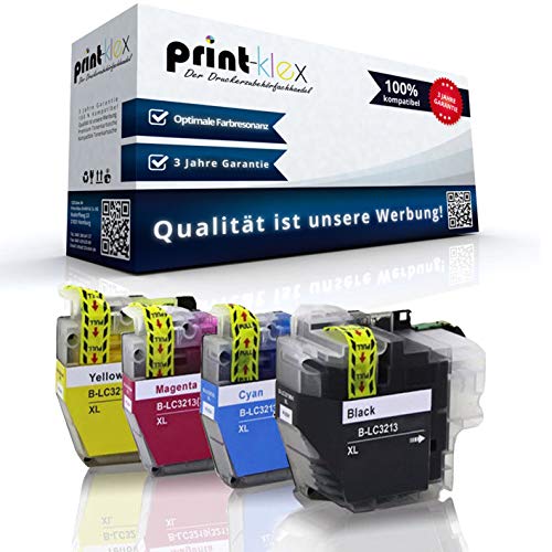 4X Print-Klex Tintenpatronen kompatibel für Brother MFC J 890 DW MFC J 890 Series MFC J 895 DW LC 3213 LC-3213 LC3213 Black Cyan Magenta Yellow - Office Pro Serie von Print-Klex GmbH & Co.KG