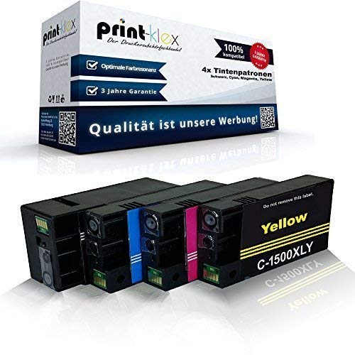 4X Print-Klex Tintenpatronen kompatibel für Canon Maxify MB 2000 Series MB 2050 MB 2300 MB 2300 Series MB 2350 PGI1500XLBK PGI1500XLC PGI1500XLM PGI1500XLY Schwarz - Black Cyan Magenta Yellow von Print-Klex GmbH & Co.KG