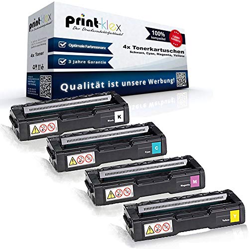 4X Print-Klex Toner kompatibel für Ricoh Aficio SP C 221 SP Aficio C221 sf Aficio SP C222 DN Aficio SP C222 sf Aficio SP C240 DN Aficio SP C240 sf Schwarz Cyan Magenta Yellow Sparset - Color Line Ser von Print-Klex GmbH & Co.KG