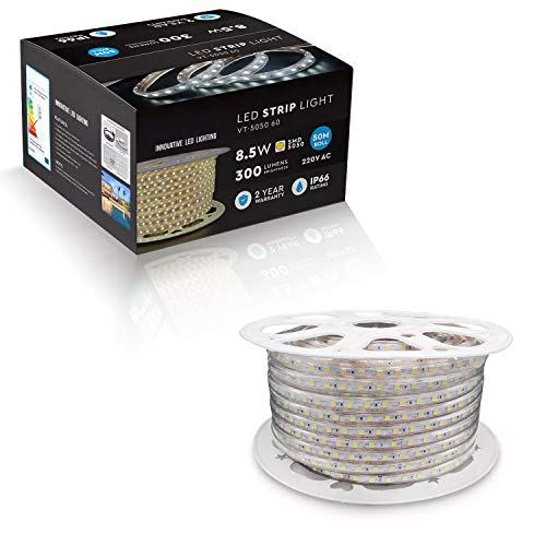 50m LED Streifen Set Licht 50M/Rolle 8,5W mit Netzteil Lichterkette Strip Light 3000K Warmweiß IP66 Lichtband 300 Lumen von Print-Klex GmbH & Co.KG