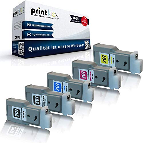 5X Print-Klex Tintenpatrone kompatibel für Canon imagePROGRAF IPF 785 imagePROGRAF IPF 785 M 40 imagePROGRAF IPF 785 MFP PFI-207 PFI207 PFI 207 Black Matt Black Cyan Magenta Yellow - Office Print S von Print-Klex GmbH & Co.KG
