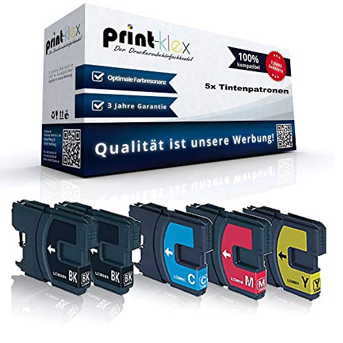 5X Print-Klex Tintenpatronen kompatibel für Brother DCP 145 C 160 Series 163 C 165 C 167 C 190 Series 195 C 197 C 365 CN LC-980 LC980 XXL 2X Schwarz 1x Blau 1x Rot 1x Gelb Color Pro Serie 5X Print-Klex Tintenpatronen kompatibel für Brother DCP 145 C 160 Series 163 C 165 C 167 C 190 Series 195 C 197 C 365 CN LC-980 LC980 XXL 2X Schwarz 1x Blau 1x Rot 1x Gelb Color Pro Serie von Print-Klex GmbH & Co.KG