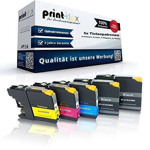 5X Print-Klex Tintenpatronen kompatibel für Brother LC-223 XL LC-225 XL MFC-J4620 DW MFC-J4625 DW MFC-J5320 DW - Sparpack - Color Line Serie - 2X Black 1x Cyan 1x Magenta 1x Yellow von Print-Klex GmbH & Co.KG