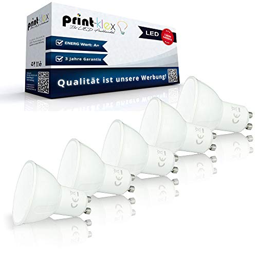 Print-Klex GmbH & Co.KG 5x LED Leuchtmittel GU10 6W 4000K Neutralweiß Glühbirne Spotlight Lampe nicht Dimmbar von Print-Klex GmbH & Co.KG