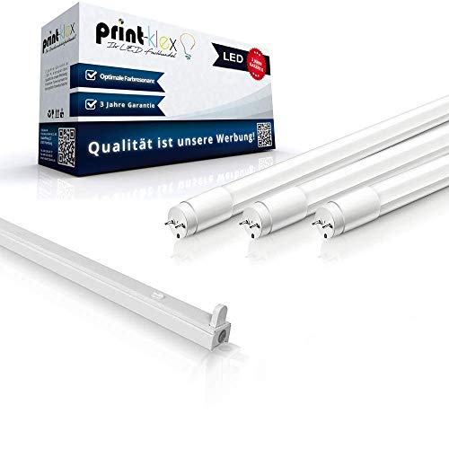 Print-Klex GmbH & Co.KG Einzelhalter-120cm + LED Leuchtstoffröhre T8 18W 4000K - Neutralweiß Leuchtstofflampe mit G13-Sockel Ledröhre Rasterleuchte ohne Schutzabdeckung von Print-Klex GmbH & Co.KG