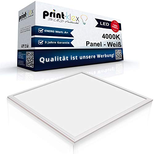 LED Panel Ultraslim 60x60cm Deckenleuchte Lampe Flächenleuchte 4000K-Neutralweiß 36W 3600 LM Weißer Rahmen - Office Plus Serie von Print-Klex GmbH & Co.KG