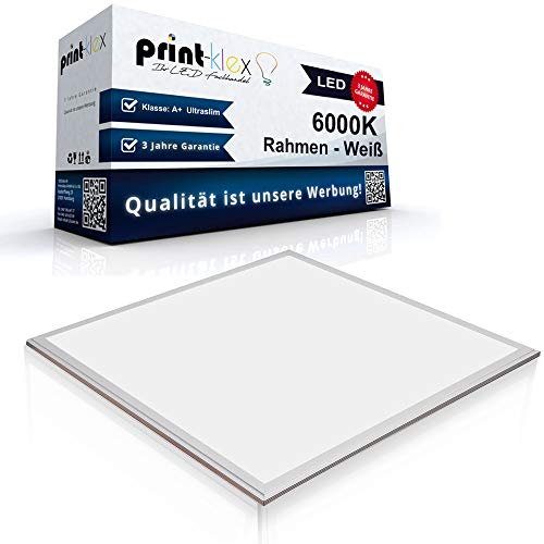 Print-Klex GmbH & Co.KG LED Panel Ultraslim 62 x 62cm Deckenlampe Einbaustrahler Lichtlampe 36 W 3600 Lumen 6000 K-Kaltweiß Weißerrahmen - Office Pro Serie von Print-Klex GmbH & Co.KG