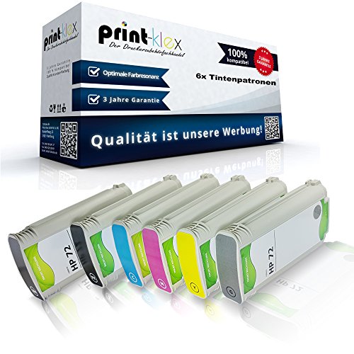 Print-Klex 6x Kompatible Tintenpatronen kompatibel für HP DesignJet T620 T770 T770Hard Disk T770Series T790 HP72 HP 72 Magenta Yellow Foto Black Grau Schwarz Cyan - Eco Easy Serie von Print-Klex GmbH & Co.KG