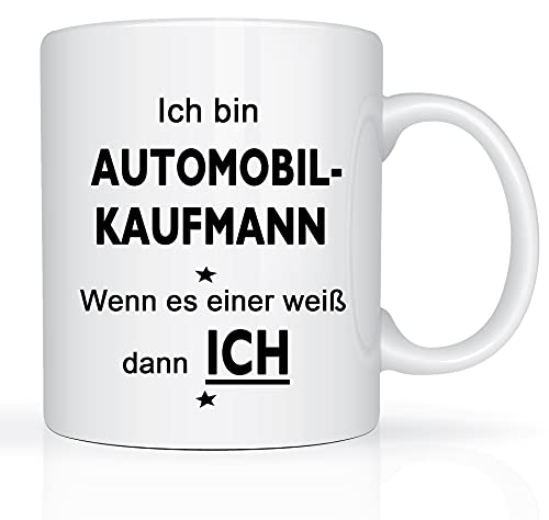 Print-Klex Berufstasse mit Automobilkaufmann Motiv Bedruckt Automobilkaufmann Tasse für Beruf Geschenk Kaffeebecher Geschenktasse Teetasse Arbeitstasse Arbeitsbecher mit Druck 330ml Beruf Tasse von Print-Klex GmbH & Co.KG