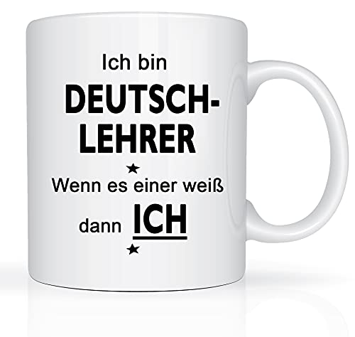 Print-Klex Berufstasse mit Deutschlehrer Motiv Bedruckt Deutschlehrer Tasse für Beruf Geschenk Kaffeebecher Geschenktasse Teetasse Arbeitstasse Arbeitsbecher mit Druck 330ml Beruf Tasse von Print-Klex GmbH & Co.KG
