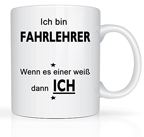 Print-Klex Berufstasse mit Fahrlehrer Motiv Bedruckt Fahrlehrer Tasse für Beruf Geschenk Kaffeebecher Geschenktasse Teetasse Arbeitstasse Arbeitsbecher mit Druck 330ml Beruf Tasse von Print-Klex GmbH & Co.KG