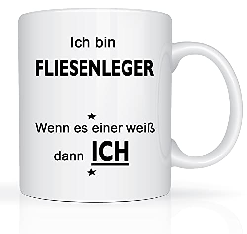 Print-Klex Berufstasse mit Fliesenleger Motiv Bedruckt Fliesenleger Tasse für Beruf Geschenk Kaffeebecher Geschenktasse Teetasse Arbeitstasse Arbeitsbecher mit Druck 330ml Beruf Tasse von Print-Klex GmbH & Co.KG