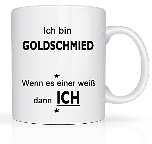 Print-Klex Berufstasse mit Goldschmied Motiv Bedruckt Goldschmied Tasse für Beruf Geschenk Kaffeebecher Geschenktasse Teetasse Arbeitstasse Arbeitsbecher mit Druck 330ml Beruf Tasse von Print-Klex GmbH & Co.KG