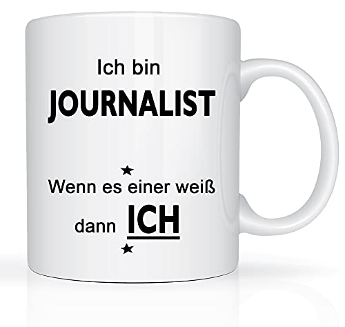 Print-Klex Berufstasse mit Journalist Motiv Bedruckt Journalist Tasse für Beruf Geschenk Kaffeebecher Geschenktasse Teetasse Arbeitstasse Arbeitsbecher mit Druck 330ml Beruf Tasse von Print-Klex GmbH & Co.KG