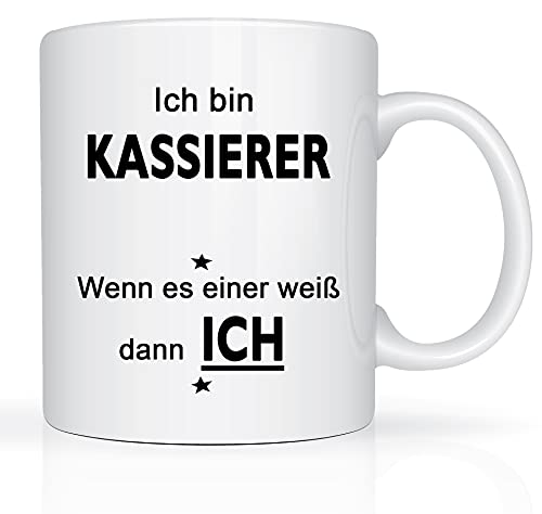 Print-Klex Berufstasse mit Kassierer Motiv Bedruckt Kassierer Tasse für Beruf Geschenk Kaffeebecher Geschenktasse Teetasse Arbeitstasse Arbeitsbecher mit Druck 330ml Beruf Tasse von Print-Klex GmbH & Co.KG