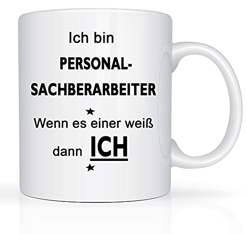 Print-Klex Berufstasse mit Personalsachbearbeiter Motiv Bedruckt Personalsachbearbeiter Tasse für Beruf Geschenk Kaffeebecher Geschenktasse Teetasse Weiß Keramik mit Druck 330ml Beruf Tasse von Print-Klex GmbH & Co.KG