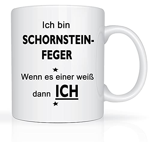 Print-Klex Berufstasse mit Schornsteinfeger Motiv Bedruckt Schornsteinfeger Tasse für Beruf Geschenk Kaffeebecher Geschenktasse Teetasse Arbeitstasse Arbeitsbecher mit Druck 330ml Beruf Tasse von Print-Klex GmbH & Co.KG