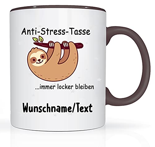 Print-Klex Tasse mit Namen und Anti Stress Motiv Bedruckt Namentasse Namensbecher mit Anti Stress Motiv Geschenktasse Weiß/Schwarz Kaffeebecher Spruchtasse Keramik mit Druck 330ml Tasse mit Text von Print-Klex GmbH & Co.KG