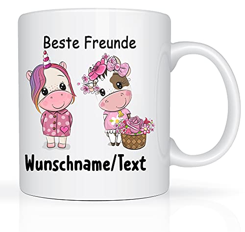 Print-Klex Tasse mit Namen und Beste Freunde Motiv Bedruckt Namentasse Namensbecher Beste Freunde für Mädchen Weiß Spruchtasse Geschenktasse Keramik mit Druck 330ml Tasse mit Text von Print-Klex GmbH & Co.KG