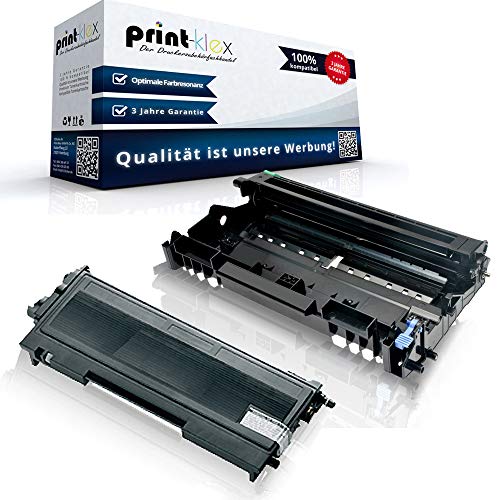 Print-Klex Tonerkartusche & Trommel kompatibel für Brother TN2000 & DR2000 DCP 7010 DCP 7010 L DCP 7020 DCP 7025 TN-2000 DR-2000 DR 2000 Farblos Schwarz - Office Plus Serie von Print-Klex GmbH & Co.KG