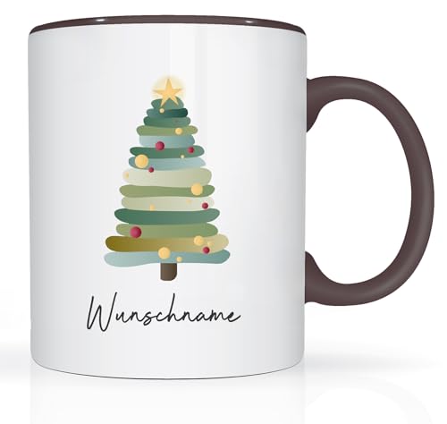 Print-Klex Tasse mit Namen und Weihnachtsbaum Bedruckt Namentasse Namensbecher Xmas Geschenktasse Weiß/Schwarz Kaffeebecher Weihnachtstasse Keramik mit Druck Tasse zu Weihnachten Weihnachtsbecher von Print-Klex GmbH & Co.KG