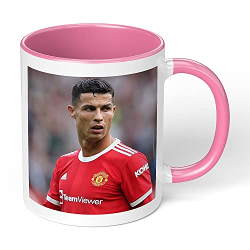 Print Maniacs Cristiano Ronaldo Tasse Geschenk Weihnachten Geburtstag Spaß Fußball Club Kaffee Tee Geschenk für Sie und Ihn (rosa Füllung) von Print Maniacs
