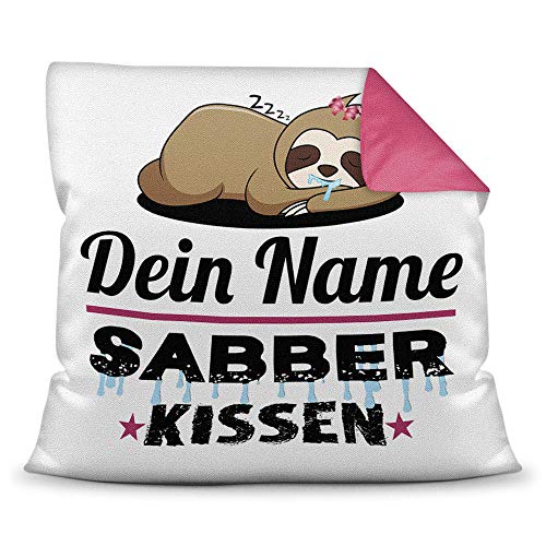 Kissen inkl. Füllung Faultier PERSONALISIERT mit WUNSCHNAME für Sie - Ihr Name Sabberkissen - Kuschelkissen / Lustige Geschenkidee für Frauen / Freundin / Geburtstag - Farbkissen Rückseite Pink Kissen inkl. Füllung Faultier PERSONALISIERT mit WUNSCHNAME für Sie - Ihr Name Sabberkissen - Kuschelkissen / Lustige Geschenkidee für Frauen / Freundin / Geburtstag - Farbkissen Rückseite Pink von PR Print Royal