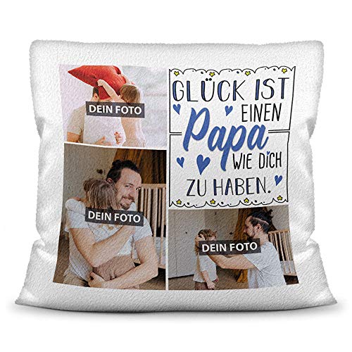 Print Royal Foto-Kissen inkl. Füllung zum Selbstgestalten - für Papa - mit eigener Collage und Spruch - Bestes Fotogeschenk/Geburtstagsgeschenk - Kissen Polyester - Weiß flauschig von PR Print Royal