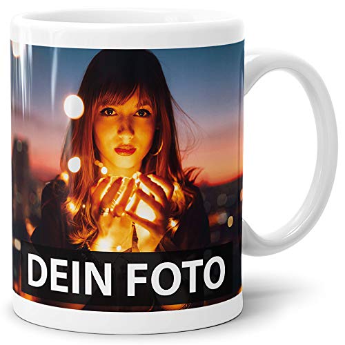 Foto-Tasse zum selbst gestalten mit Foto und Text/mit individuellen Druck in Profiqualität/Personalisierte Geschenk-Idee mit Bild/Weiss - Glanz von PR Print Royal