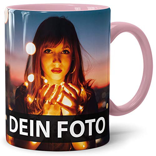 Foto-Tasse zum selbst gestalten mit Foto und Text/mit individuellen Druck in Profiqualität/Personalisierte Geschenk-Idee mit Bild/XXL-Druck/Rosa von PR Print Royal