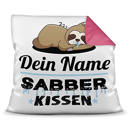 Kissen inkl. Füllung Faultier PERSONALISIERT mit WUNSCHNAME für Ihn - Sein Name Sabberkissen - Kuschelkissen / Lustige Geschenkidee für Männer / Freund / Geburtstag - Farbkissen Rückseite Pink Kissen inkl. Füllung Faultier PERSONALISIERT mit WUNSCHNAME für Ihn - Sein Name Sabberkissen - Kuschelkissen / Lustige Geschenkidee für Männer / Freund / Geburtstag - Farbkissen Rückseite Pink von PR Print Royal