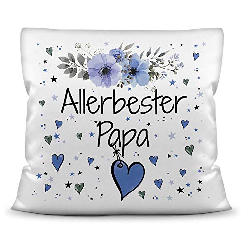 Kissen inkl. Kissenfüllung mit Spruch - Allerbester Papa - Beste Geschenkidee für Familie und Freunde - Kissen Polyester - Weiß von PR Print Royal