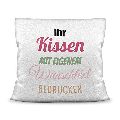 Print Royal Kissen selbst gestalten mit WUNSCHTEXT - individuell Bedruckt mit eigenem Text oder Namen - Personalisierte Geschenkidee/Kopfkissen beschriften - Kissen Polyester - Weiß flauschig von PR Print Royal