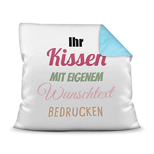 Print Royal Kissen selbst gestalten mit WUNSCHTEXT - individuell Bedruckt mit eigenem Text oder Namen - Personalisierte Geschenkidee/Kopfkissen mit Spruch beschriften - Farbkissen Rückseite Hellblau Print Royal Kissen selbst gestalten mit WUNSCHTEXT - individuell Bedruckt mit eigenem Text oder Namen - Personalisierte Geschenkidee/Kopfkissen mit Spruch beschriften - Farbkissen Rückseite Hellblau von PR Print Royal