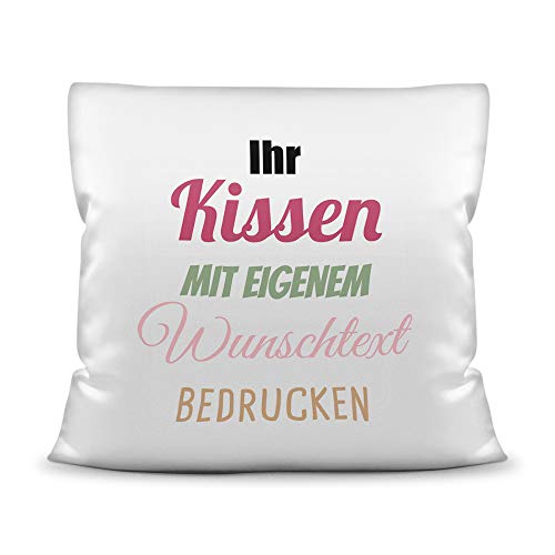Print Royal Kissen selbst gestalten mit WUNSCHTEXT - individuell Bedruckt mit eigenem Text oder Namen - Personalisierte Geschenkidee/Kopfkissen mit Spruch beschriften - Kissen Polyester - Weiß von PR Print Royal