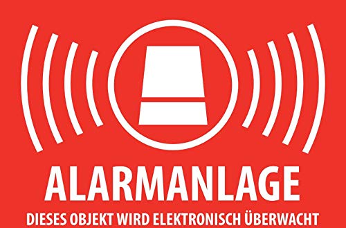 Print&Bind Center 10x Alarmgesichert, Alarmanlage, Videoüberwachung, Aufkleber 7x5cm, PVC Folienaufkleber, Indoor/Outdoor, Rot von Print&Bind Center
