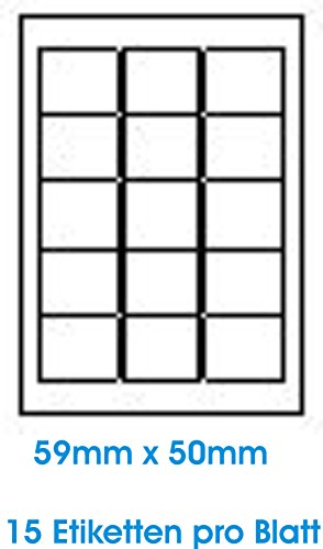 750 STK. Selbstklebende HOCHGLÄNZENDE Weiße Etiketten permanent klebend Adressetiketten Etikettenformat 59.0x50.0mm, 50 Blatt DIN A4, 180g/qm, NUR geeignet für Inkjetdrucker (Tinte) von trucol