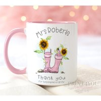Personalisierte Geschenktasse, Tasse Mit Rosa Griff, Danke, Lehrer, Geschenke, Danke, Dass Sie Mir Geholfen Haben Zu Wachsen von Print4you