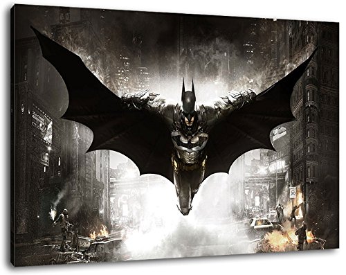 Batman arkham Format 120x80 cm Bild auf Leinwand, XXL riesige Bilder fertig gerahmt mit Keilrahmen, Kunstdruck auf Wandbild mit Rahmen von PrintArtGalery