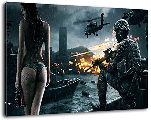 Battlefield Format 120x80 cm Bild auf Leinwand, XXL riesige Bilder fertig gerahmt mit Keilrahmen, Kunstdruck auf Wandbild mit Rahmen von PrintArtGalery