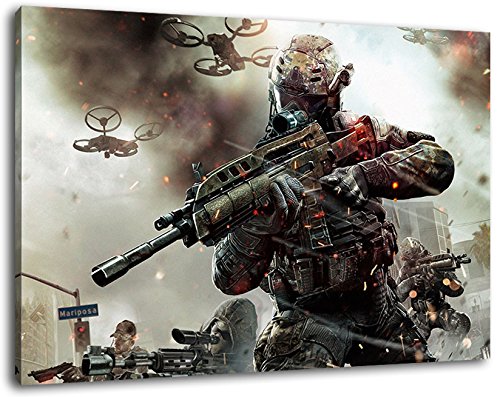 Call of Duty Format 120x80 cm Bild auf Leinwand, XXL riesige Bilder fertig gerahmt mit Keilrahmen, Kunstdruck auf Wandbild mit Rahmen von PrintArtGalery