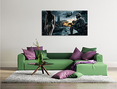 Dark Battlefield Format 80x60 cm fertig gerahmte Kunstdruckbilder als Wandbild - Billiger als Ölbild oder Gemälde - KEIN Poster oder Plakat von PrintArtGalery