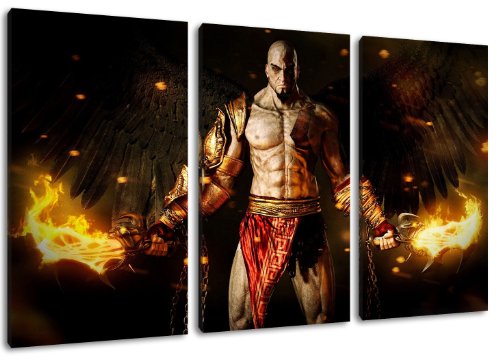 Dark God of War 3-Teilig auf Leinwand, Gesamtformat: 120x80 cm fertig gerahmte Kunstdruckbilder als Wandbild - Billiger als Ölbild oder Gemälde - KEIN Poster oder Plakat von PrintArtGalery